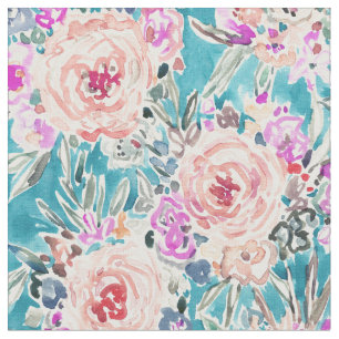 WAHINE WAYS Tropical Aqua Floral Fabric