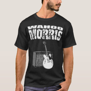Wahoo Morris T, White on Black: Guitar & Amp T-Shirt