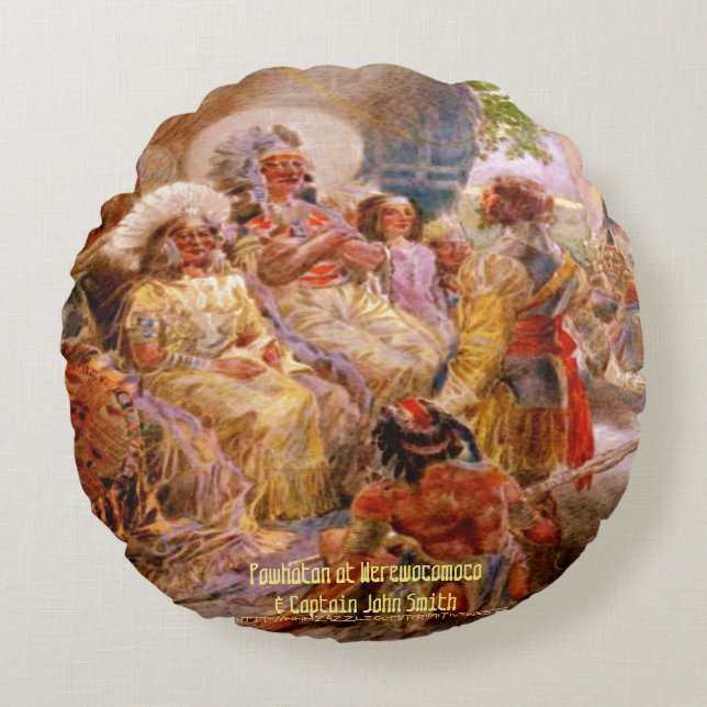 "Wahunsonacock-Powhatan” Round Pillow (Front)