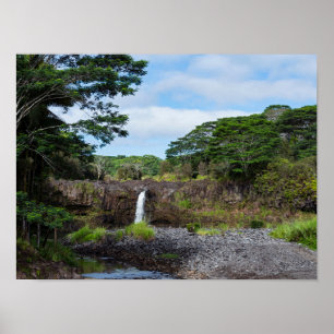 wai'ale falls in wailuku river state park poster
