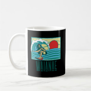Waianae Hawaii Vintage Surfer Wave Retro Graphic Coffee Mug