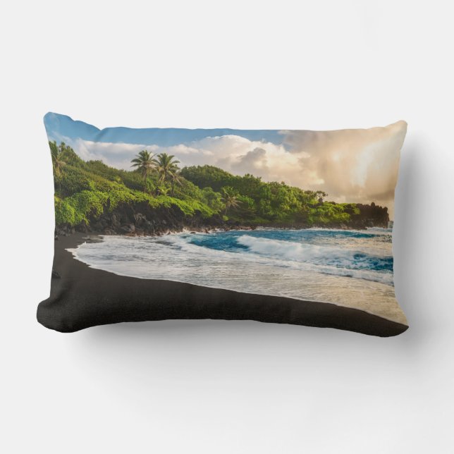 Waianapanapa Beach Lumbar Pillow (Front)