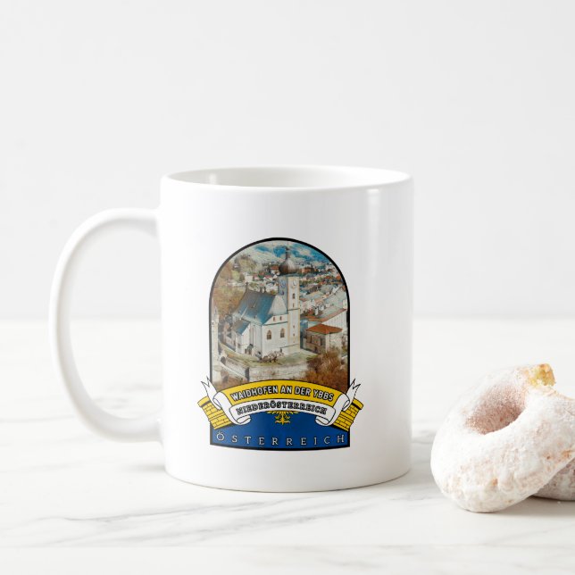 Waidhofen An Der Ybbs Niederösterreich Souvenir Coffee Mug (With Donut)