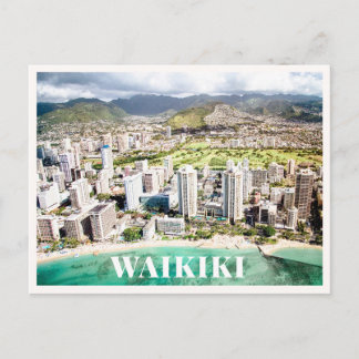 Waikiki Aerial Photo Downtown Hawaii Beach Postcard