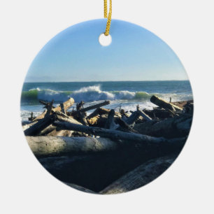 Waikiki Beach, Cape Disappointment, Washington Ceramic Ornament