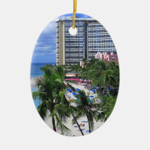 Waikiki Beach Ceramic Ornament