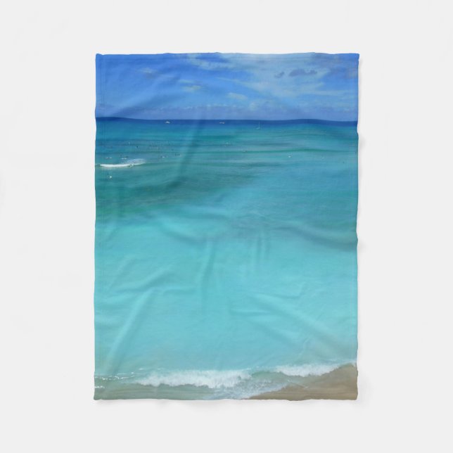 Waikiki Beach Fleece Blanket (Front)