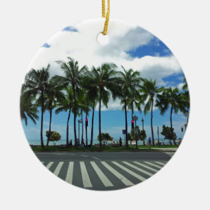 Waikiki Beach Hawaii Ceramic Ornament