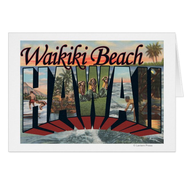 Waikiki Beach, Hawaii - Large Letter Scenes (Front Horizontal)