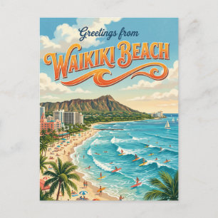 Waikiki Beach Hawaii Postcard