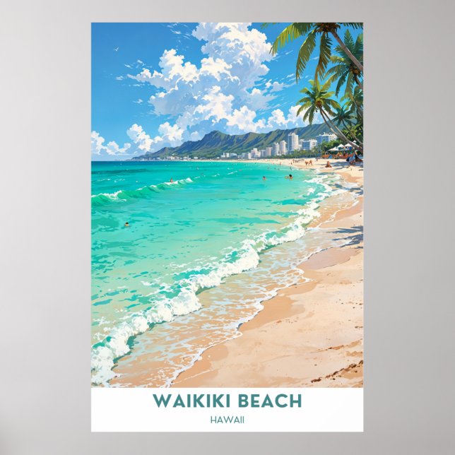 Waikiki Beach, Hawaii Poster (Front)