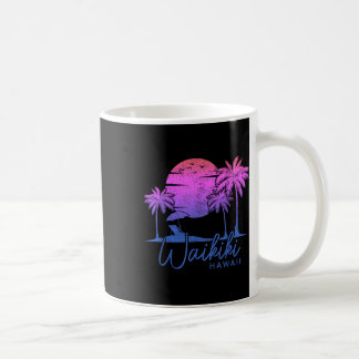 Waikiki Beach Hawaii Surf Vintage Sunset Surfer  Coffee Mug