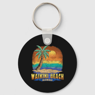 Waikiki Beach Hawaii Vintage Distressed Souvenir  Keychain