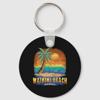 Waikiki Beach Hawaii Vintage Distressed Souvenir  Keychain