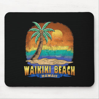 Waikiki Beach Hawaii Vintage Distressed Souvenir  Mouse Pad