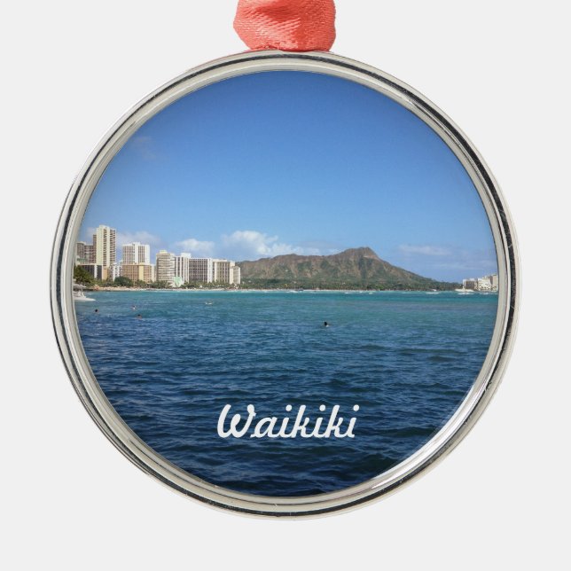 Waikiki Beach Metal Ornament (Front)