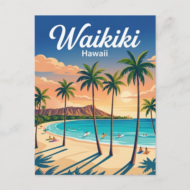 Waikiki Beach USA Postcard (Front)