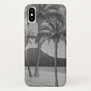 Waikiki Beach Vintage Distressed Grey Postcard iPhone X Case