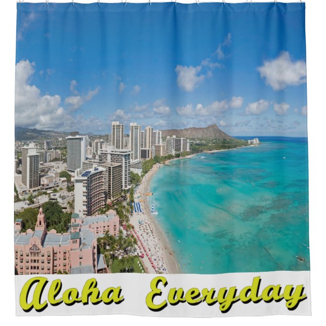 Waikiki Day Aloha Everyday Collection Shower Curta (Front)