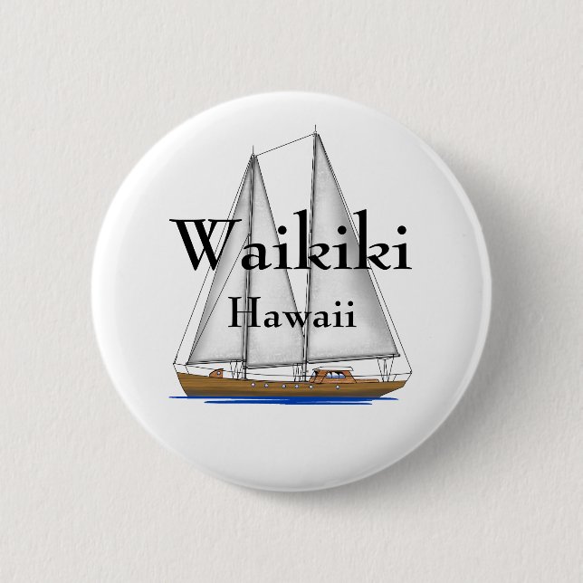 Waikiki Hawaii 2 Inch Round Button (Front)