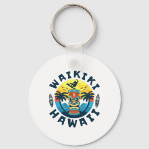 Waikiki Hawaii Beach Surfing Summer Vacation For M Keychain