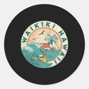 Waikiki Hawaii  Classic Round Sticker