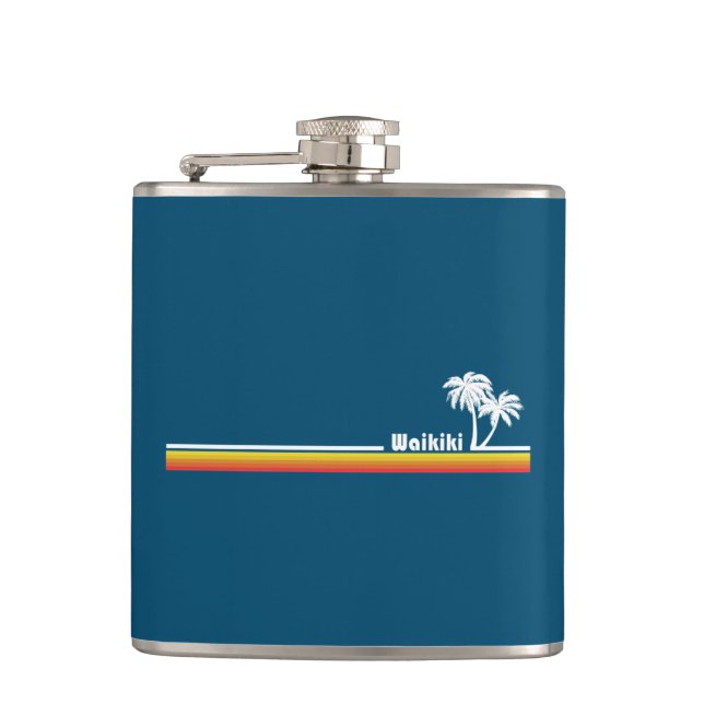 Waikiki, Hawaii Hip Flask (Front)