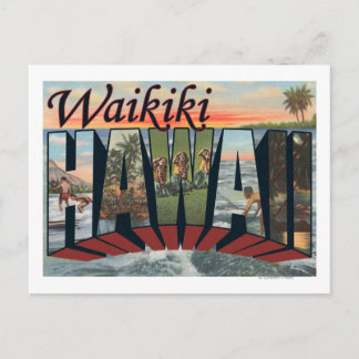 Waikiki, Hawaii - Large Letter Scenes Postcard