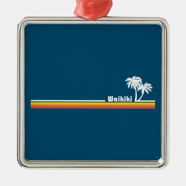 Waikiki, Hawaii Metal Ornament (Front)