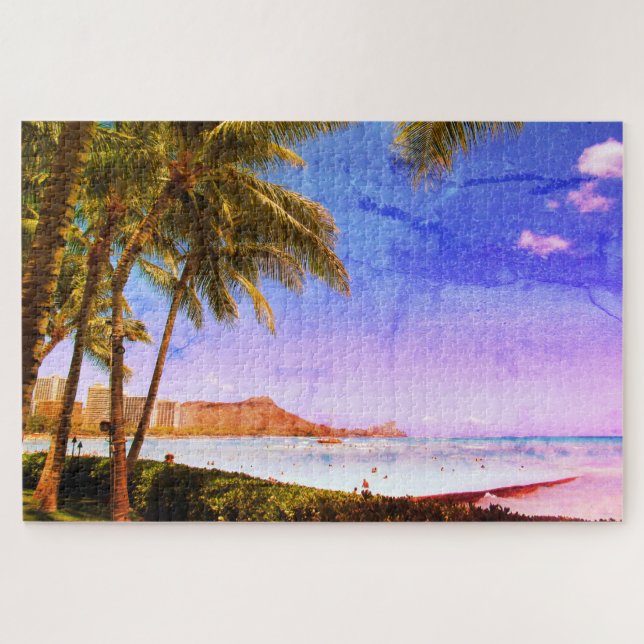 waikiki hawaii retro jigsaw puzzle (Horizontal)