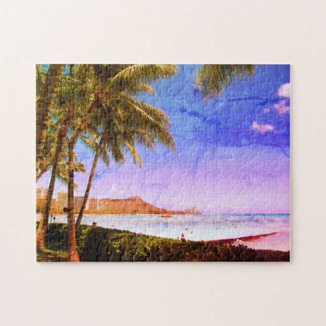waikiki hawaii retro-look jigsaw puzzle (Horizontal)