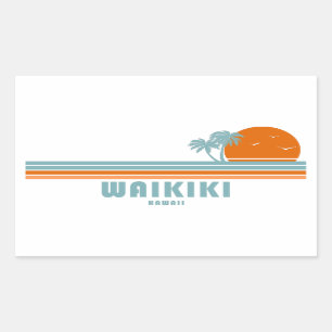 Waikiki Hawaii Sun Palm Trees Sticker