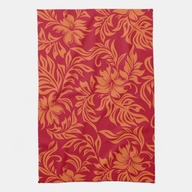 Waikiki Hibiscus Hawaiian Kitchen Towel (Vertical)