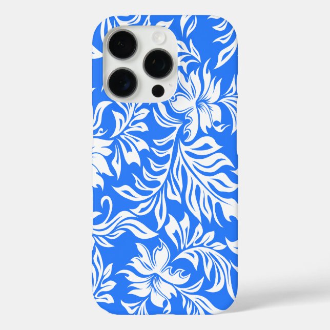 Waikiki Hibiscus Hawaiian Pareau Floral Blue Case-Mate iPhone Case (Back)