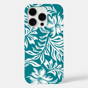 Waikiki Hibiscus Hawaiian Pareau Floral Teal iPhone 16 Pro Case