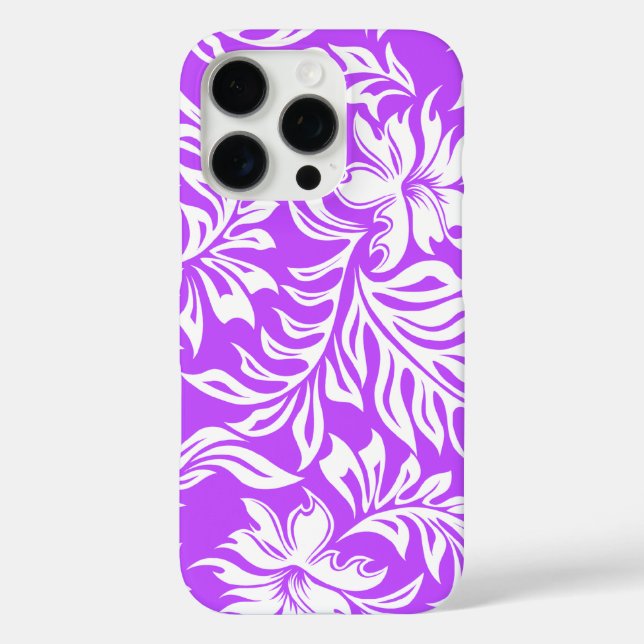 Waikiki Hibiscus Hawaiian Pareau Floral Violet Case-Mate iPhone Case (Back)