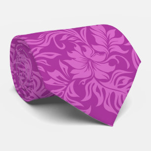 Waikiki Hibiscus Hawaiian Tropical Radiant Orchid Tie