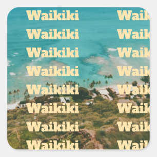 Waikiki, Honolulu, Oahu, Hawaii Square Sticker