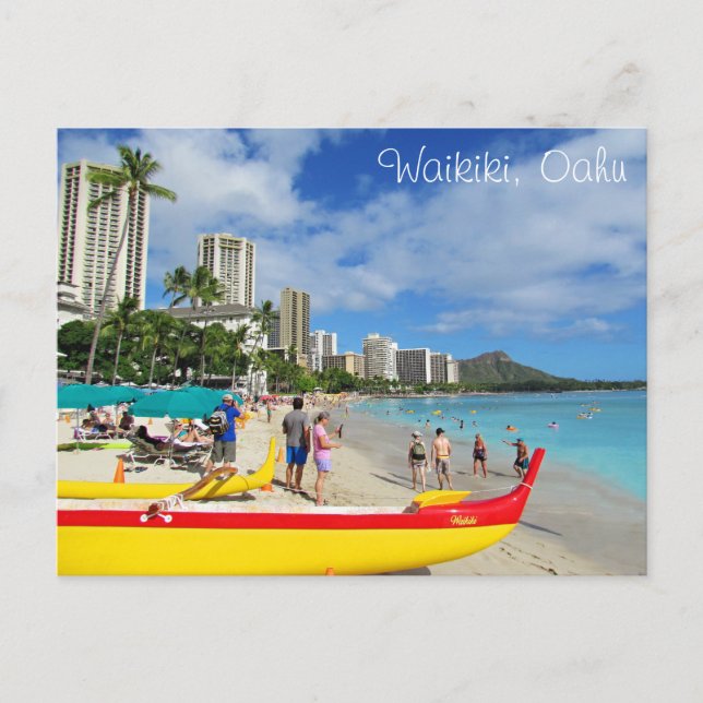 Waikiki, Oahu, Hawaii Postcard (Front)