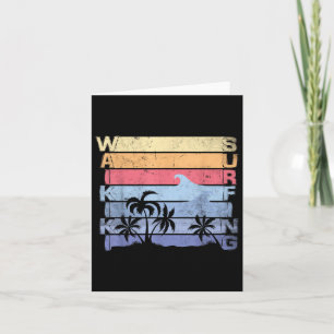Waikiki Surfing Surfer Vintage Surf Board Beach Ma Card