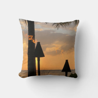 Waikiki Tiki Torches Throw Pillow