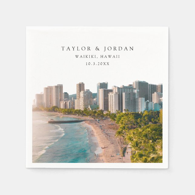 Waikiki Wedding Custom Photo Cocktail Napkins (Front)