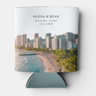 Waikiki Wedding Favour Custom Hawaii Beach Can Cooler