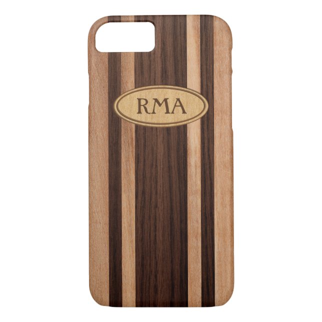 Waikokos Hawaiian Faux Wood Surfboard Monogram Case-Mate iPhone Case (Back)