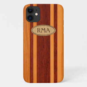 Waikokos Hawaiian Faux Wood Surfboard Monogram iPhone 11 Case