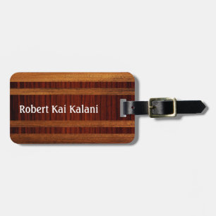 Waikokos Hawaiian Faux Wood Surfboard Monogram Luggage Tag