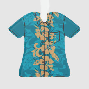 Waikoloa Faux Wood Hawaiian Hibiscus Aloha Shirt Ornament