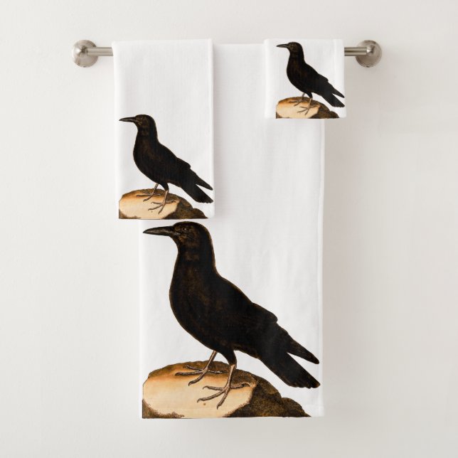 Wail Nature Black Bird Raven  Bath Towel Set (Insitu)