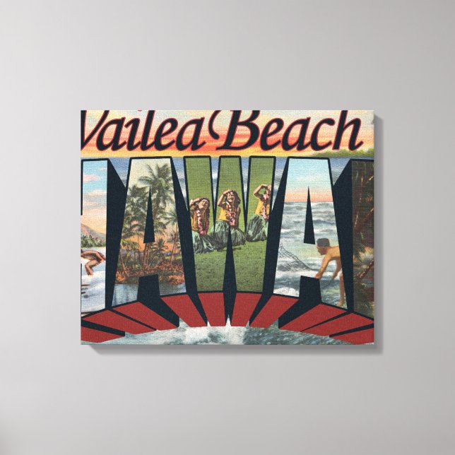 Wailea Beach, Hawaii - Large Letter Scenes Canvas Print (Front)