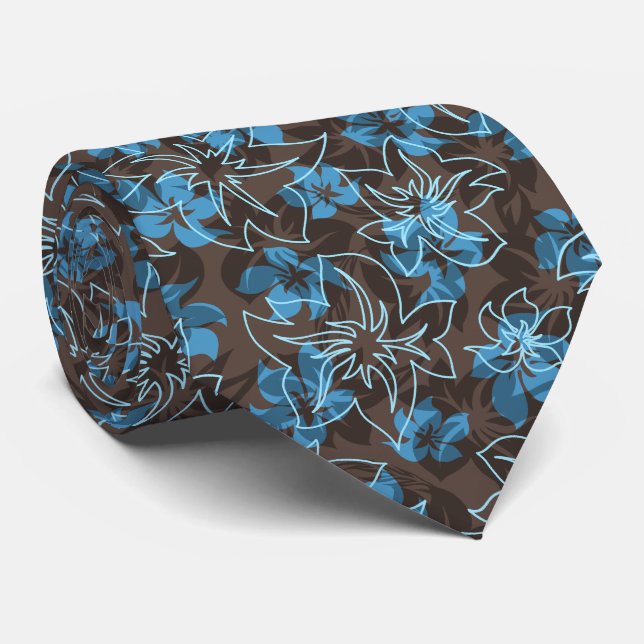Wailea Hibiscus Hawaiian Floral Camo Duo Cases Tie (Rolled)
